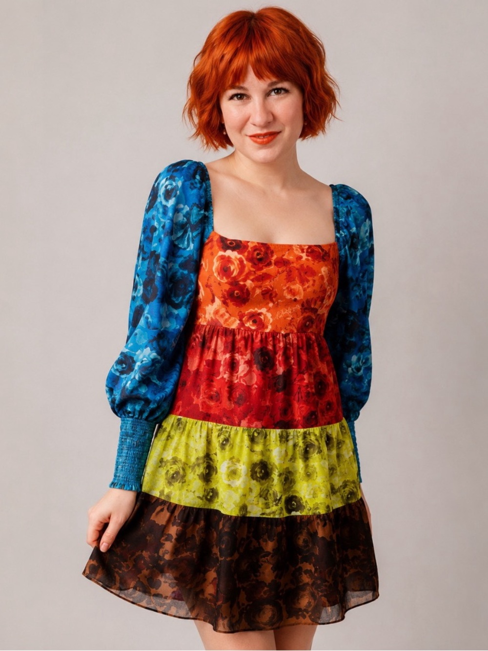 Alice + Olivia Rowen Floral Multi-Color Printed Mini Dress NWT